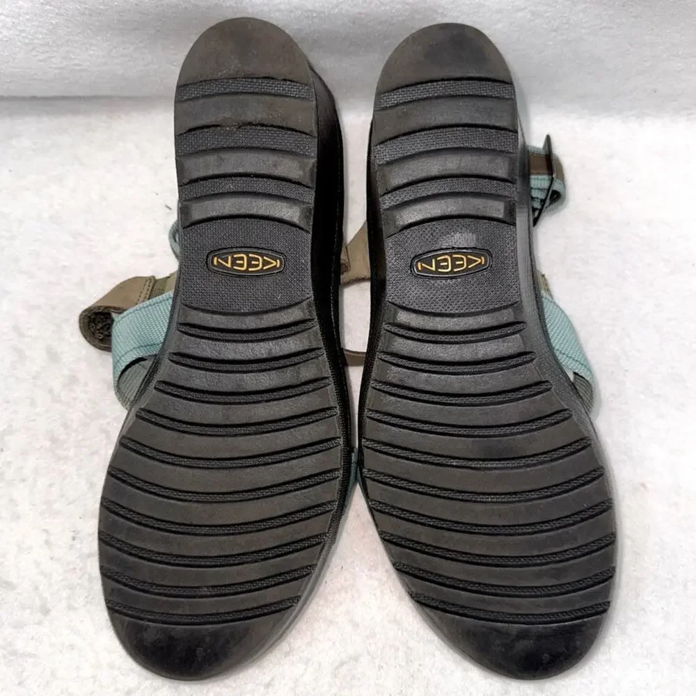 Women’s Keen Strappy Sandals Wedges Arch Support Teal & Taupe 7.5 Ankle Strap